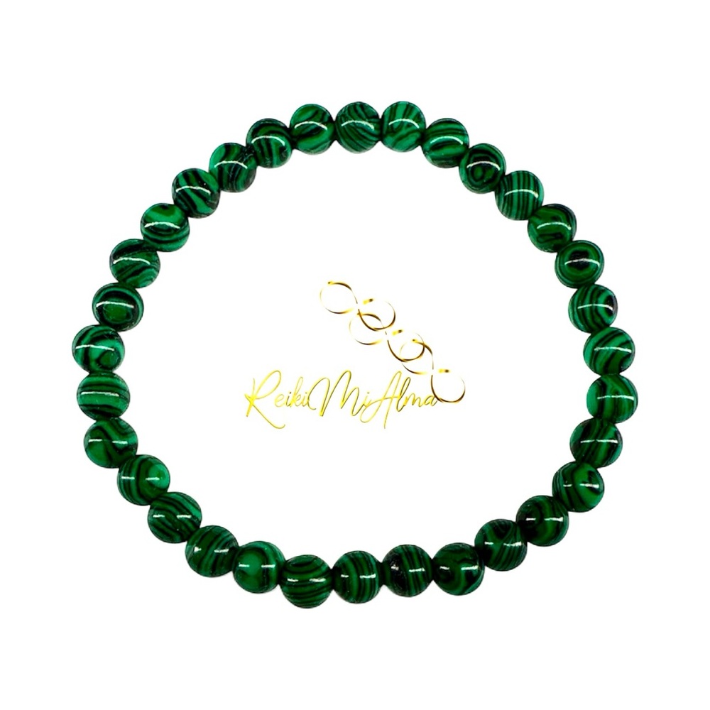 Malachite Crystal 6 mm Bead Bracelet